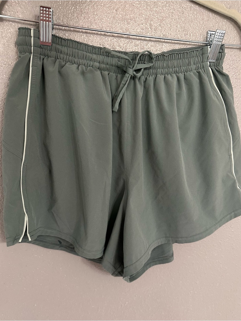 lululemon athletica Olive Green Athletic Shorts with Contrast Piping